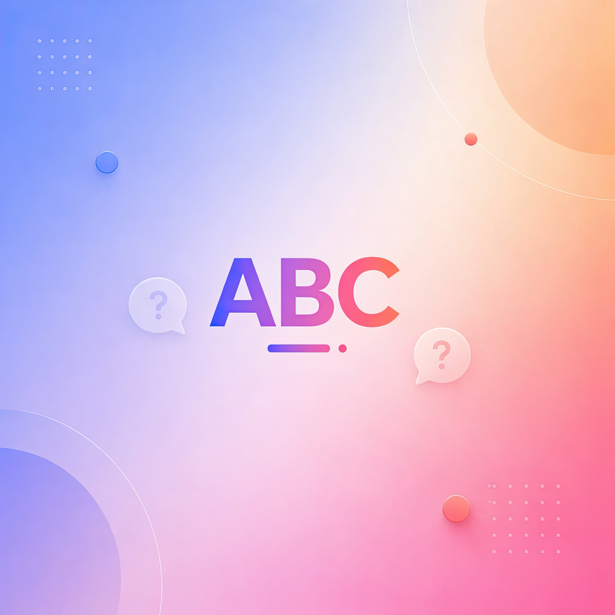 Napis "ABC" na kolorowym, gradientowym tle